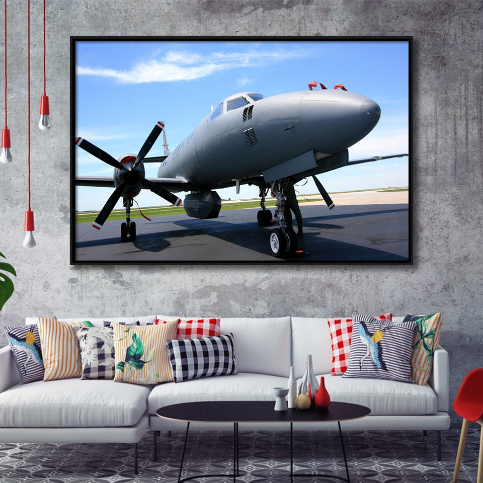 Air National Guard Plane Framed Canvas Prints Wall Art Decor - Painting Canvas, Black Framed Picture