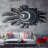Aircraft Engine 5 Piece Canvas Prints Wall Art Decor - Painting Canvas, Multi Panels