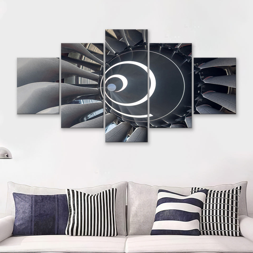 Aircraft Engine 5 Piece Canvas Prints Wall Art Decor - Painting Canvas, Multi Panels