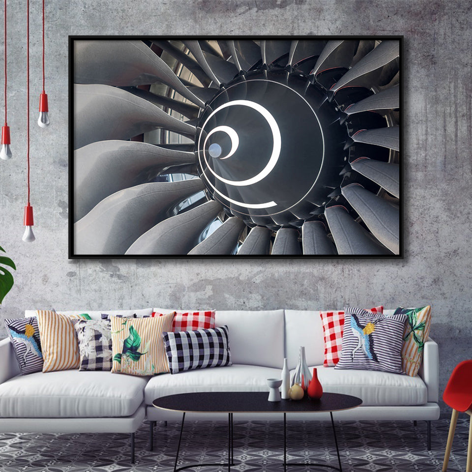 Aircraft Engine Framed Canvas Prints Wall Art Decor - Paiting Canvas, Art Prints, Floating Frame