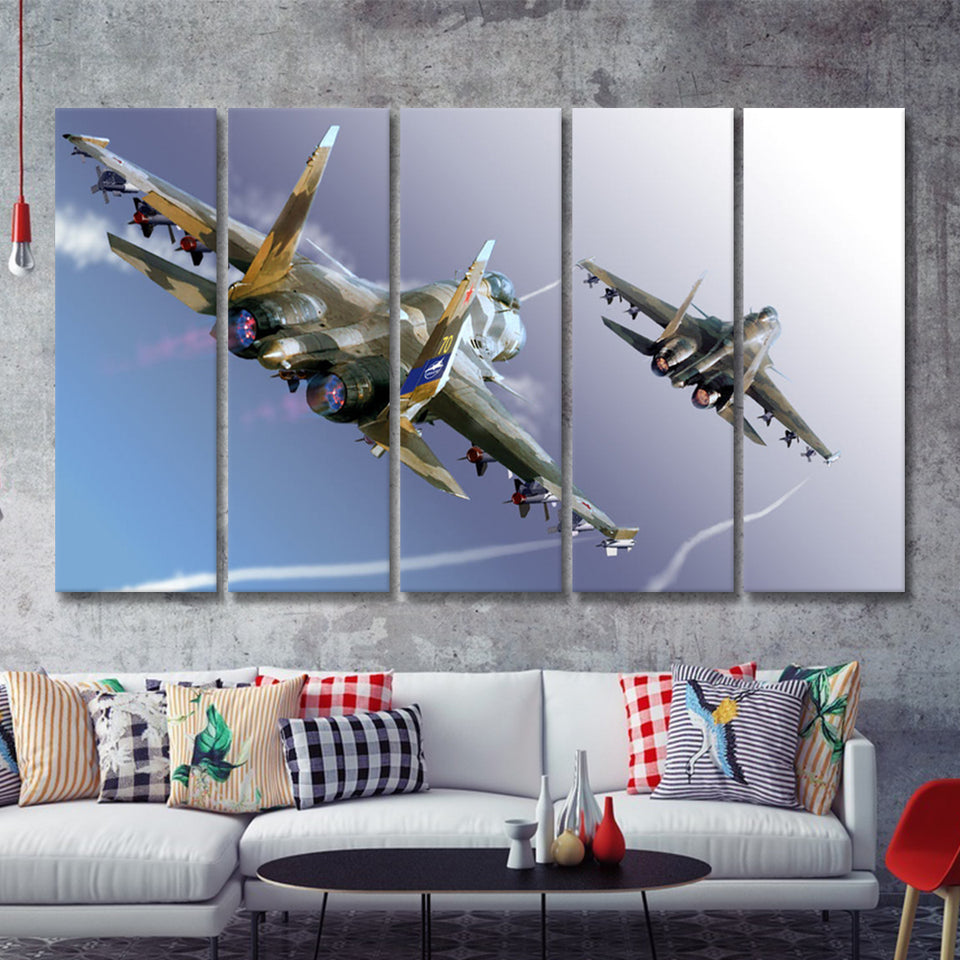 Aircraft Military Bombs Canvas Wall 5 Piece B Canvas Prints Wall Art Decor - Painting Canvas, Multi Panels