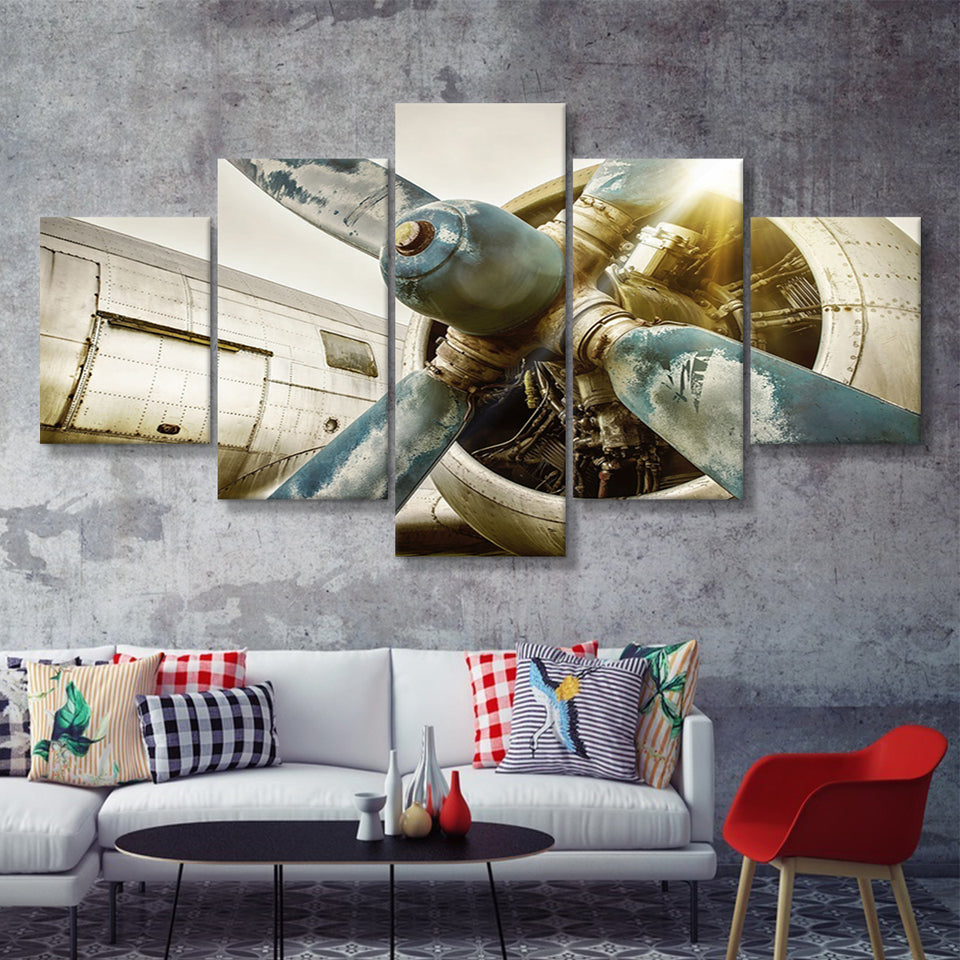 Aircraft Propeller 5 Piece Canvas Prints Wall Art Decor - Painting Canvas, Multi Panels