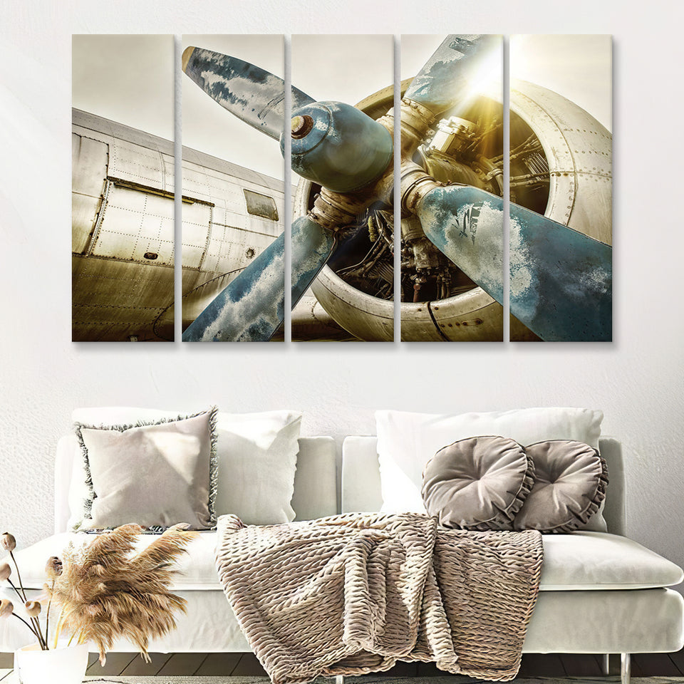 Aircraft Propeller 5 Piece B Canvas Prints Wall Art Decor - Painting Canvas, Multi Panels