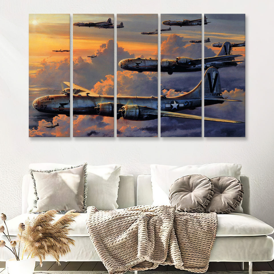 Aircraft Tin Signboeing B 29 Superfortress 5 Piece B Canvas Prints Wall Art Decor - Painting Canvas, Multi Panels