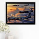 Aircraft Tin Signboeing B 29 Superfortress Framed Canvas Prints Wall Art Decor - Painting Canvas, Black Framed Picture