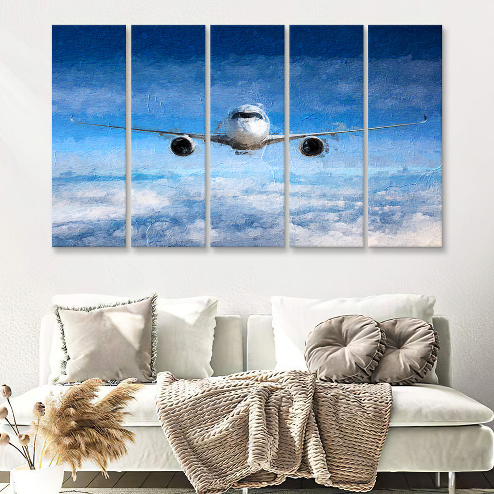 Airline Passenger Original Art for Office 5 Piece B Canvas Prints Wall Art Decor - Painting Canvas, Multi Panels