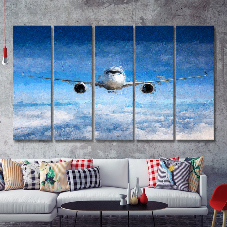 Airline Passenger Original Art for Office 5 Piece B Canvas Prints Wall Art Decor - Painting Canvas, Multi Panels