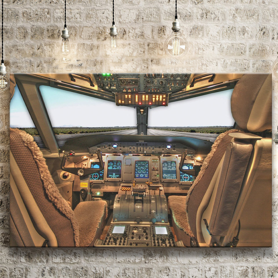 Airplane Cockpit, Aircraft Cockpit Photo Canvas Prints Wall Art Home Decor - Painting Canvas, Ready to hang