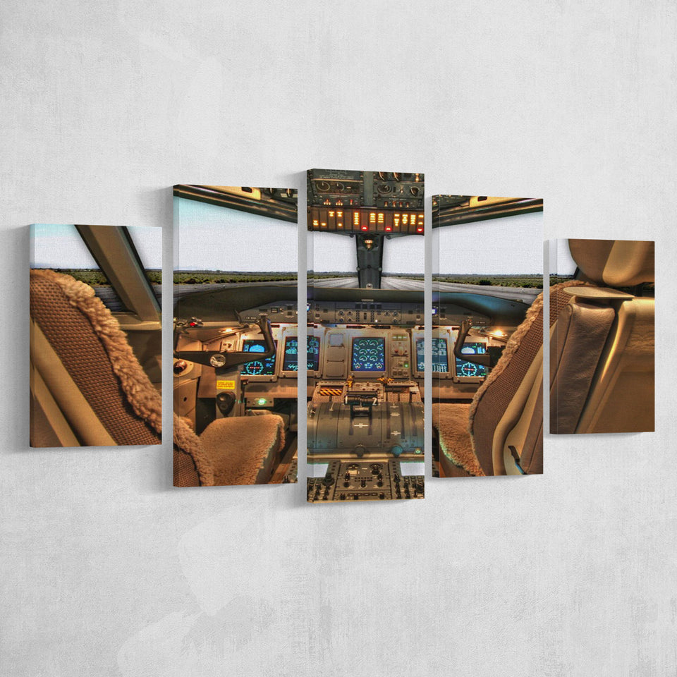 Airplane Cockpit, Aircraft Cockpit Photo Multi Panels,Canvas Prints Wall Art Home Decor