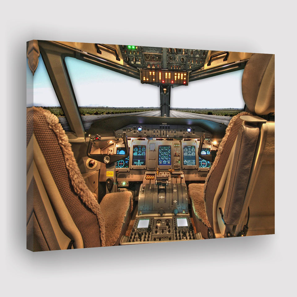 Airplane Cockpit, Aircraft Cockpit Photo Canvas Prints Wall Art Home Decor - Painting Canvas, Ready to hang