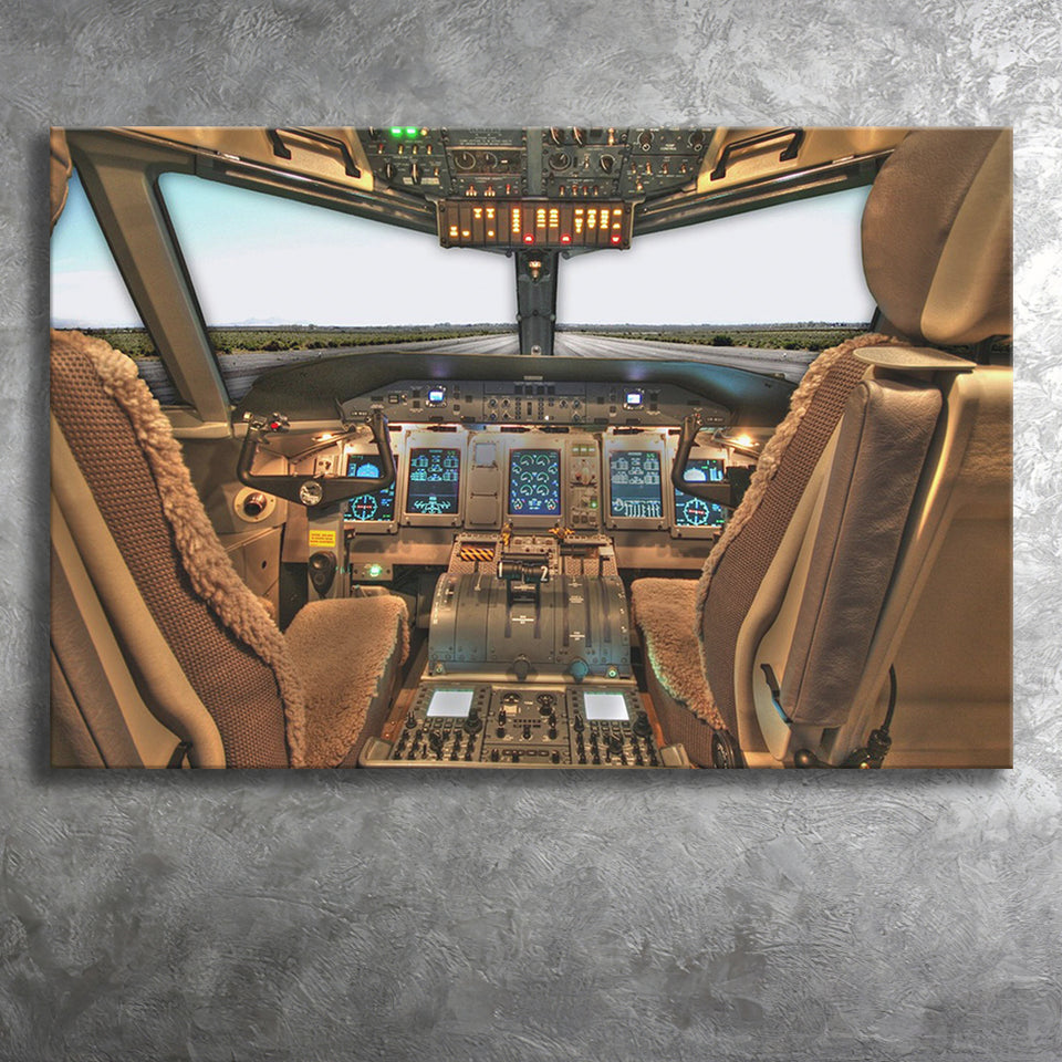Airplane Cockpit, Aircraft Cockpit Photo Canvas Prints Wall Art Home Decor - Painting Canvas, Ready to hang