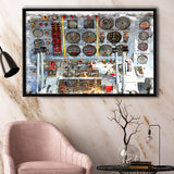 Airplane Cockpit, Aircraft Wall Art, Inside Airplane Print, Framed Canvas Prints Wall Art Home Decor,Floating Frame, Ready to Hang