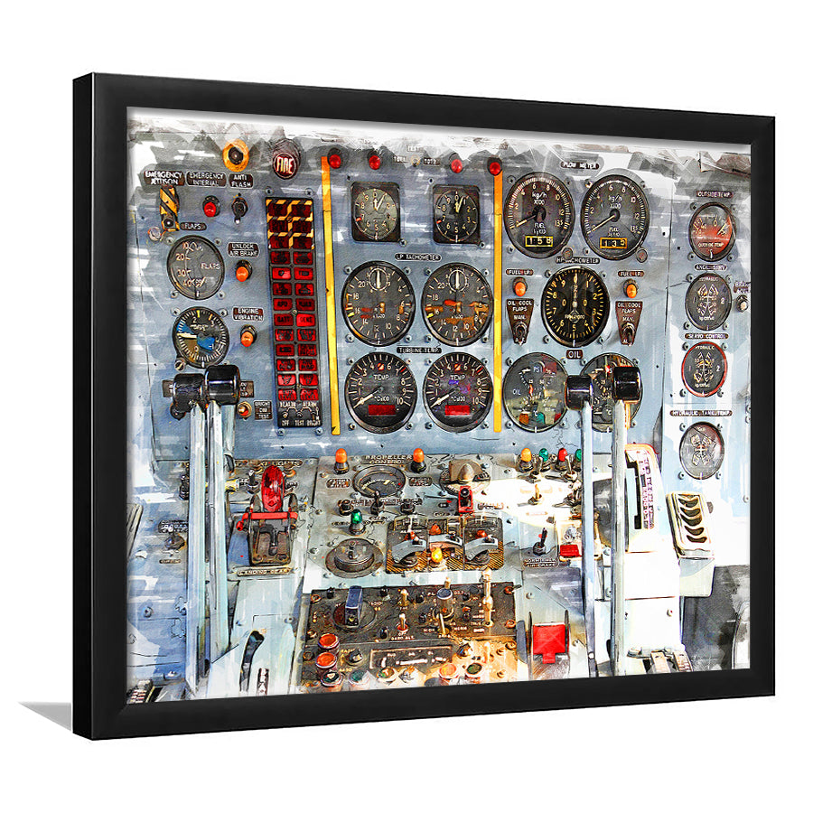 Airplane Cockpit, Aircraft Wall Art, Inside Airplane Print, Framed Art Prints Wall Art Home Decor, Ready to Hang