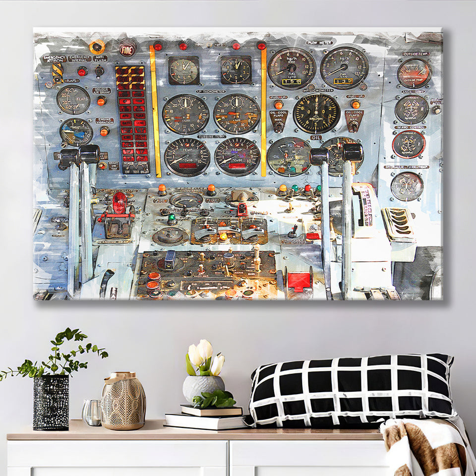 Airplane Cockpit, Aircraft Wall Art, Inside Airplane Print, Canvas Prints Wall Art Home Decor