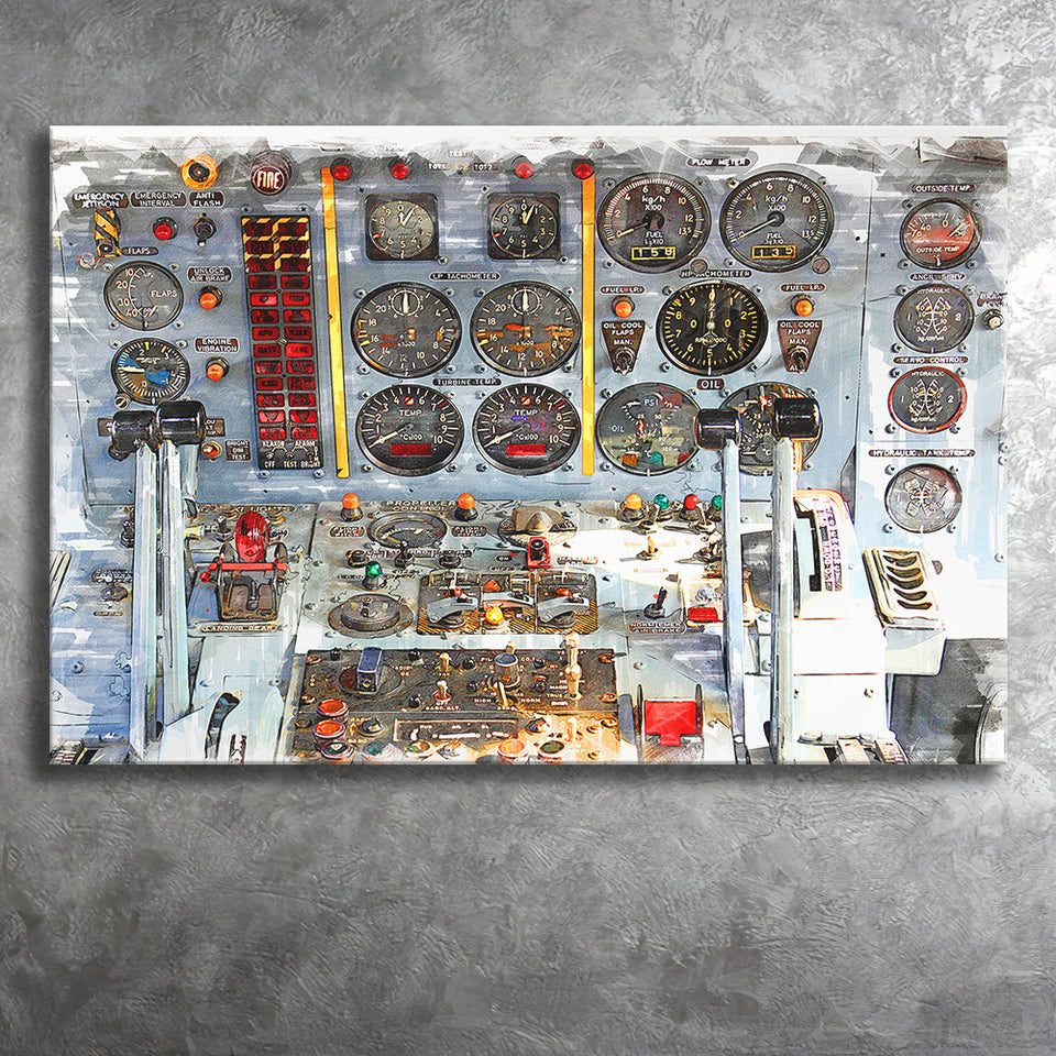 Airplane Cockpit, Aircraft Wall Art, Inside Airplane Print, Canvas Prints Wall Art Home Decor