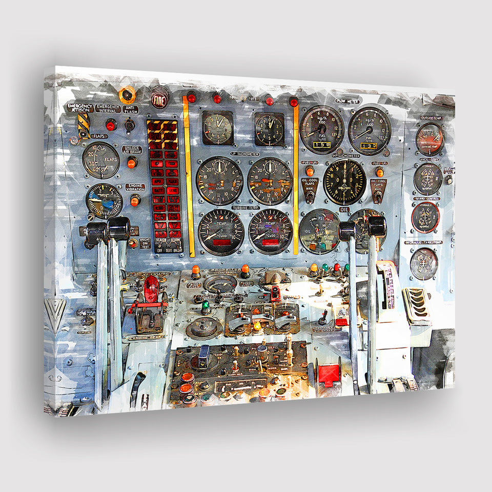 Airplane Cockpit Canvas Prints Wall Art Decor - Painting Canvas, Art Print, Home Decor, Ready to Hang