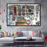 Airplane Cockpit Framed Canvas Prints Wall Art Decor - Painting Canvas, Framed Picture, Home Decor