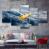 Airplane Fly Through Clouds 5 Piece Canvas Prints Wall Art Decor - Painting Canvas, Multi Panels
