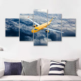 Airplane Fly Through Clouds 5 Piece Canvas Prints Wall Art Decor - Painting Canvas, Multi Panels