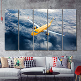 Airplane Fly Through Clouds 5 Piece B Canvas Prints Wall Art Decor - Painting Canvas, Multi Panels