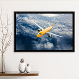 Airplane Fly Through Clouds Framed Canvas Prints Wall Art Decor - Painting Canvas, Black Framed Picture