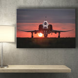 Airplane Jet In Sunset View Canvas Prints Wall Art Decor - Painting Canvas, Art Prints, Ready to Hang