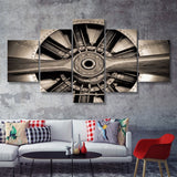Airplane Propeller Stylish 5 Piece Canvas Prints Wall Art Decor - Painting Canvas, Multi Panels