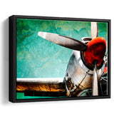 Airplane Propeller Canvas Aircraft Vintage Framed Canvas Prints Wall Art Decor - Painting Canvas, Black Framed Picture