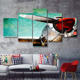 Airplane Propeller Canvas Aircraft Vintage 5 Piece Canvas Prints Wall Art Decor - Painting Canvas, Multi Panels
