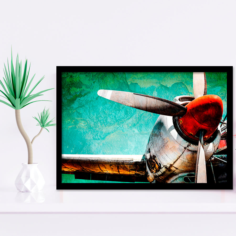 Airplane Propeller Canvas Aircraft Vintage Framed Art Prints Wall Decor - Painting Art, Framed Picture, Ready to Hang