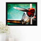Airplane Propeller Canvas Aircraft Vintage Framed Canvas Prints Wall Art Decor - Painting Canvas, Black Framed Picture