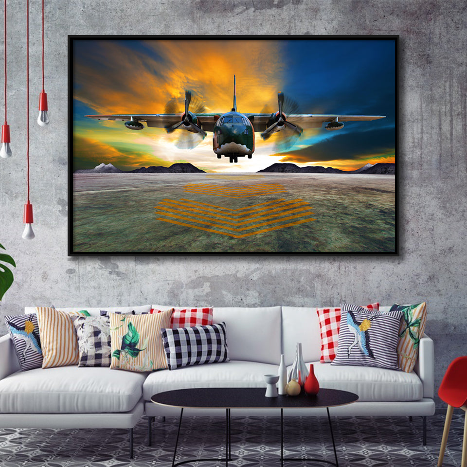Airplane Wall Art Propeller Art Plane Framed Canvas Prints Wall Art Decor - Painting Canvas, Black Framed Picture