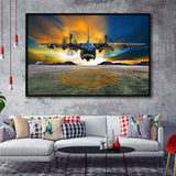 Airplane Wall Art Propeller Art Plane Framed Canvas Prints Wall Art Decor - Painting Canvas, Black Framed Picture