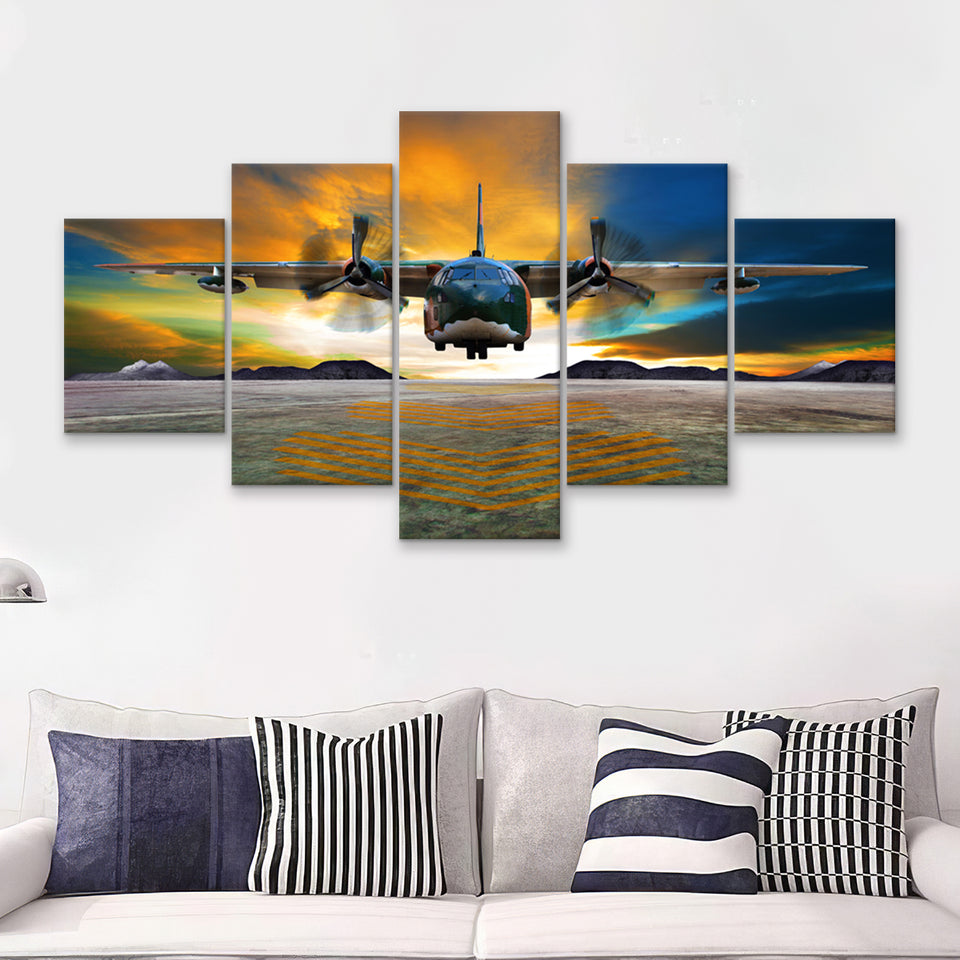 Airplane Wall Art Propeller Art Plane 5 Piece Canvas Prints Wall Art Decor - Painting Canvas, Multi Panels