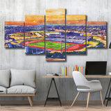 Alabama AM Bulldogs Louis Crews Stadium Watercolor, 5 Pieces, Multi Panel Canvas Prints Wall Art Decor