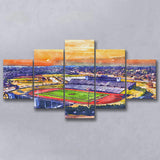 Alabama AM Bulldogs Louis Crews Stadium Watercolor, 5 Pieces, Multi Panel Canvas Prints Wall Art Decor