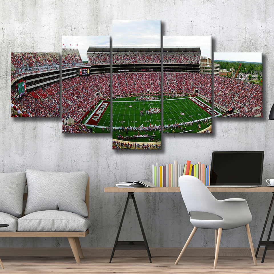 Alabama Crimson Tide Stadium Canvas Prints Bryant Denny Stadium Wall Art V1,Multi Panels,Sport Stadium Art Prints, Fan Gift