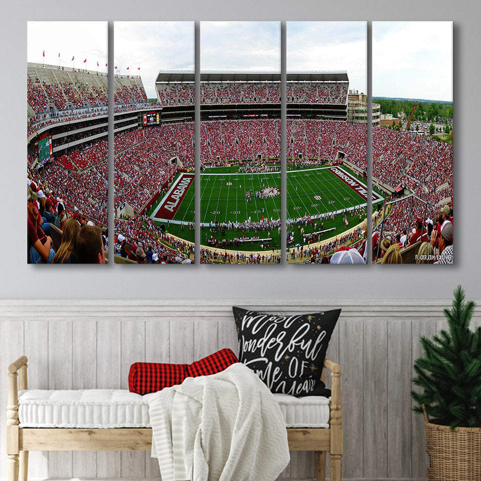 Alabama Crimson Tide Stadium Canvas Prints Stadium Wall Art V1,Multi Panels B,Sport Stadium Art Prints, Fan Gift