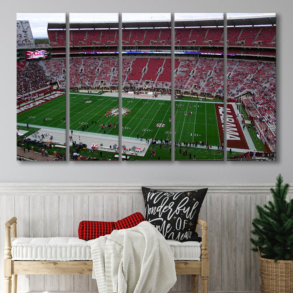 Alabama Crimson Tide Stadium Canvas Prints Bryant Denny Stadium Wall Art,Multi Panels B,Sport Stadium Art Prints, Fan Gift