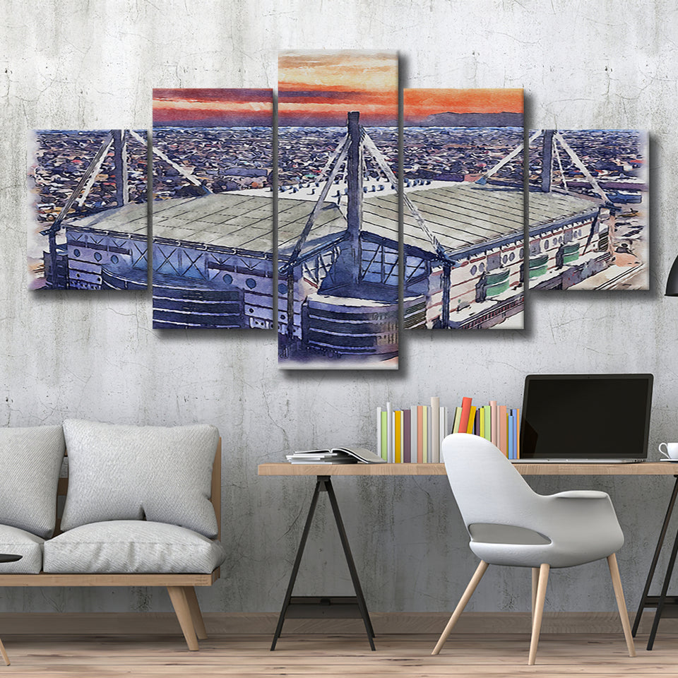 Alamodome Stadium UTSA Roadrunners Watercolor, 5 Pieces, Multi Panel Canvas Prints Wall Art Decor