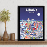 Albany NY Art V1, Large Canvas, Framed Canvas Print Wall Art Home Decor, Floating Frame