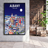 Albany NY Art V1, Large Canvas, Framed Canvas Print Wall Art Home Decor, Floating Frame