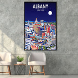 Albany NY Art V1, Large Canvas, Framed Canvas Print Wall Art Home Decor, Floating Frame
