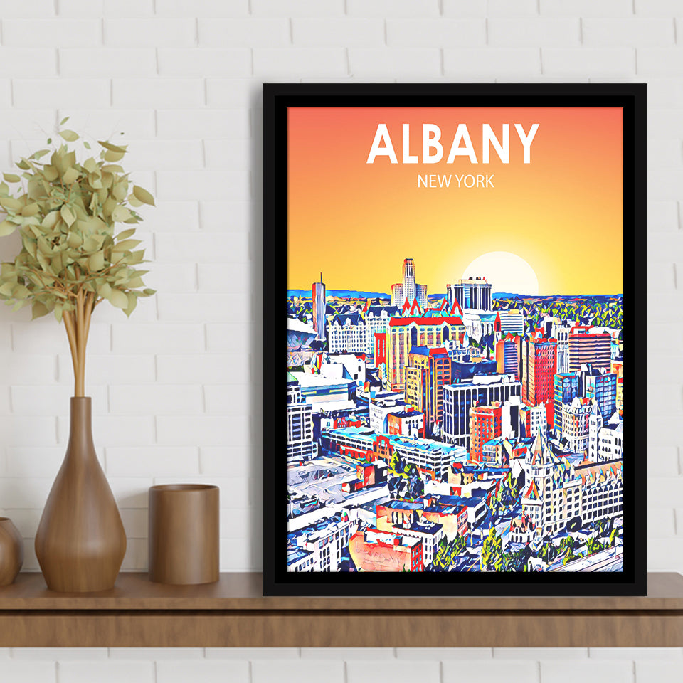 Albany NY Art, Large Canvas, Framed Canvas Print Wall Art Home Decor, Floating Frame