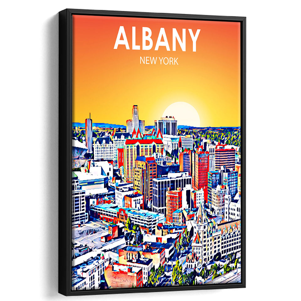 Albany NY Art, Large Canvas, Framed Canvas Print Wall Art Home Decor, Floating Frame