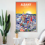 Albany NY Art, Large Canvas, Framed Canvas Print Wall Art Home Decor, Floating Frame