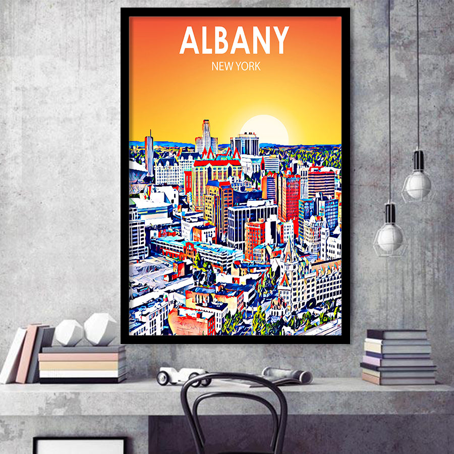 Albany NY Art, City Art Print, Framed Art Print Wall Art Home Decor, Framed Picture