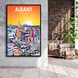 Albany NY Art, Large Canvas, Framed Canvas Print Wall Art Home Decor, Floating Frame