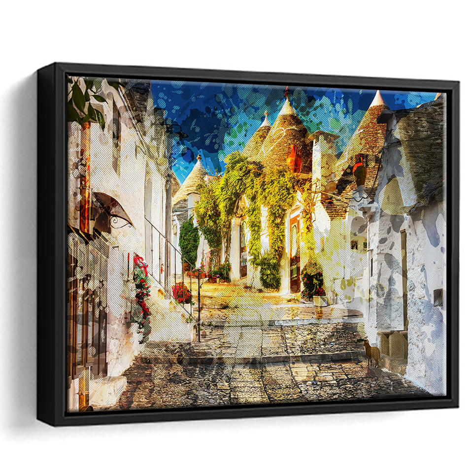 Alberobello, Alberobello Painting, Alberobello, Framed Canvas Prints Wall Art Home Decor,Floating Frame, Ready to Hang
