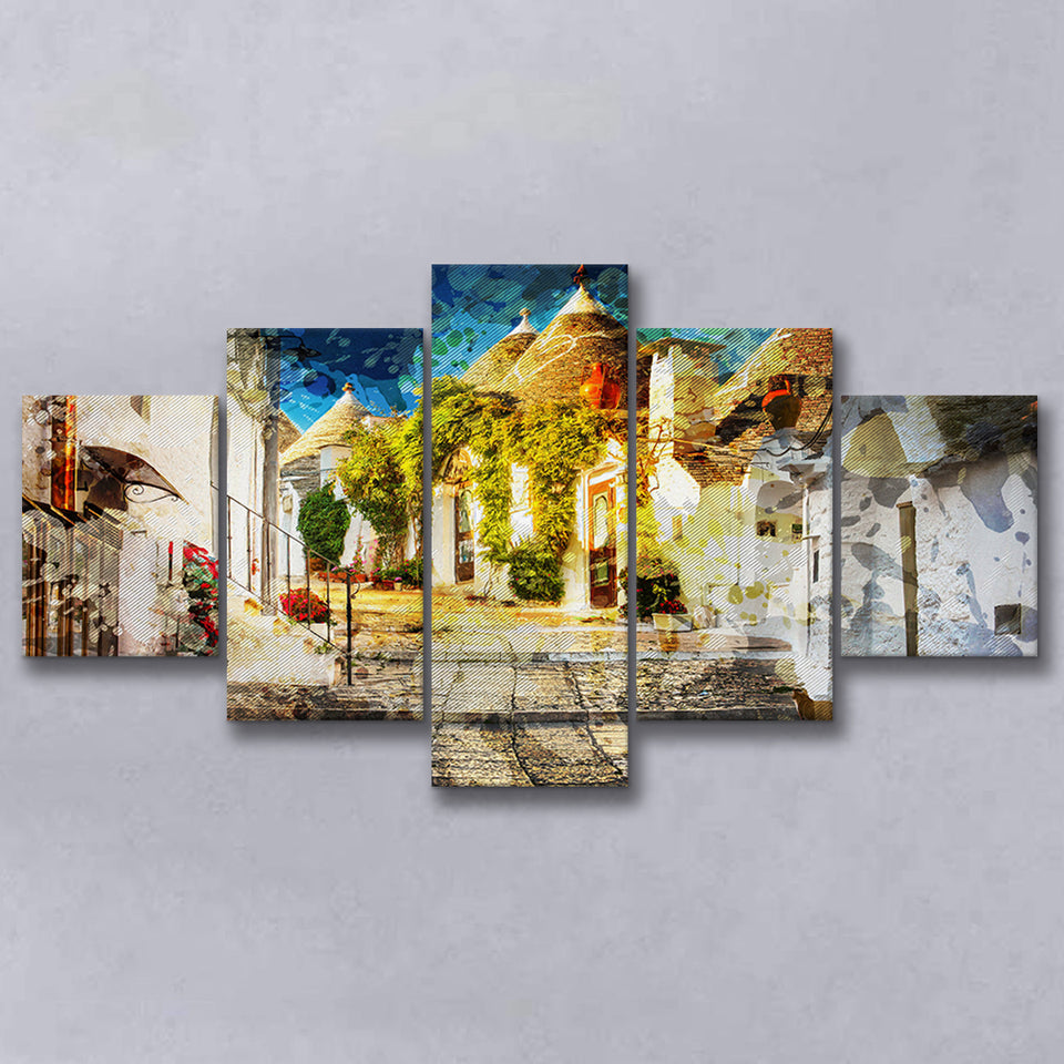 Alberobello, Alberobello Painting, Alberobello, Multi Panels, 5 Pieces, Canvas Prints Wall Art Home Decor